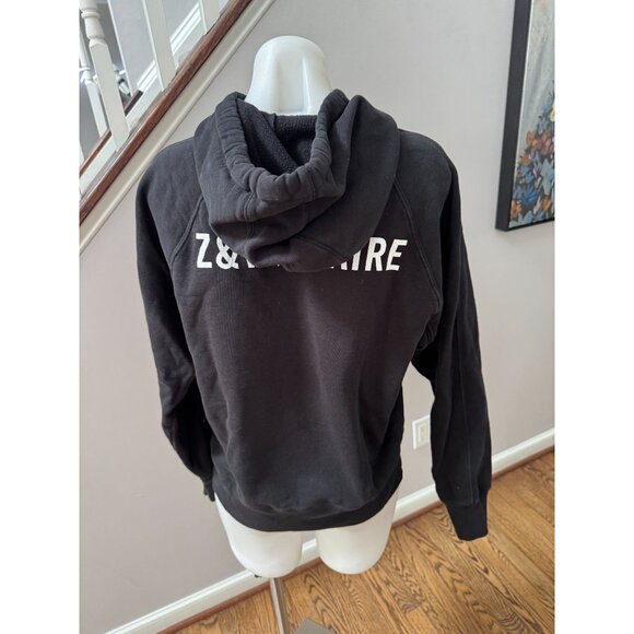 Zadig & Voltaire Clipper Graphic Heart Logo Hoodie Sweatshirt Black Size Medium - Picture 3 of 3